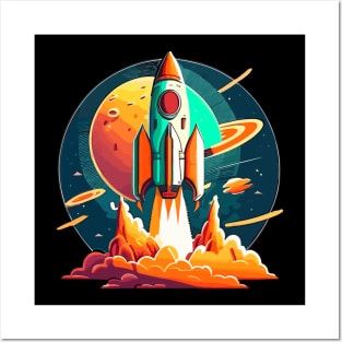 Rocket cartoon Posters and Art